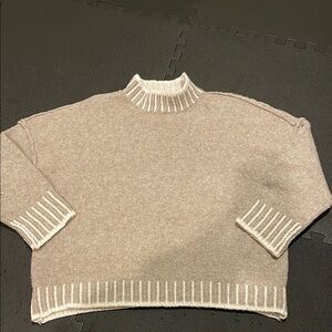 SHEIN Curve Neutral Mock-Neck Rib-Trim Sweater - Women